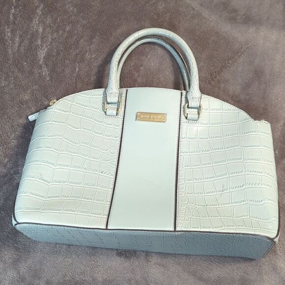 ANNE KLEIN Pink Faux Leather Croc Embossed Shoulder Bag Purse Handbag - Picture 1 of 16